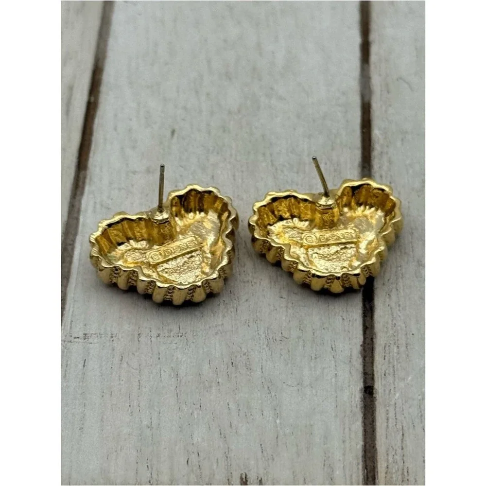 Disney Mickey Mouse Head Gold Tone Earrings w Rhinestones, Pierced